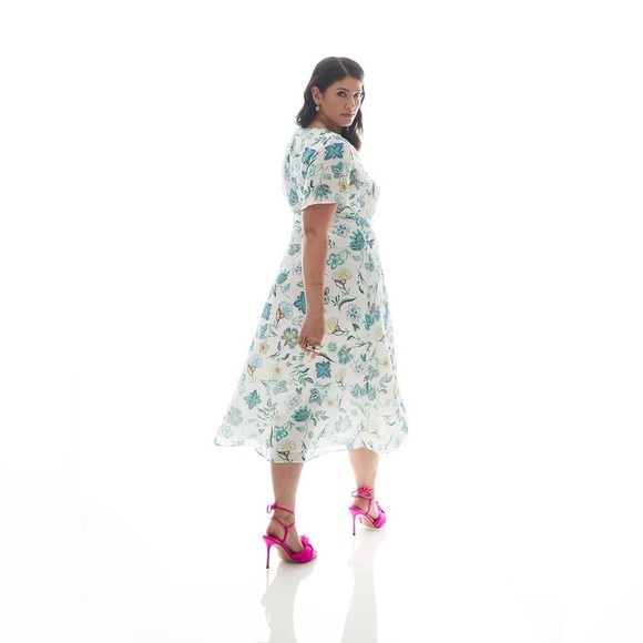 Addition Elle Responsible, Floral Asymmetrical Wrap Midi Dress Size 18 NWOT - Picture 3 of 16